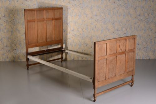 fig 1. Rare Pair of Antique Heals 'Tilden' Oak Single Beds.