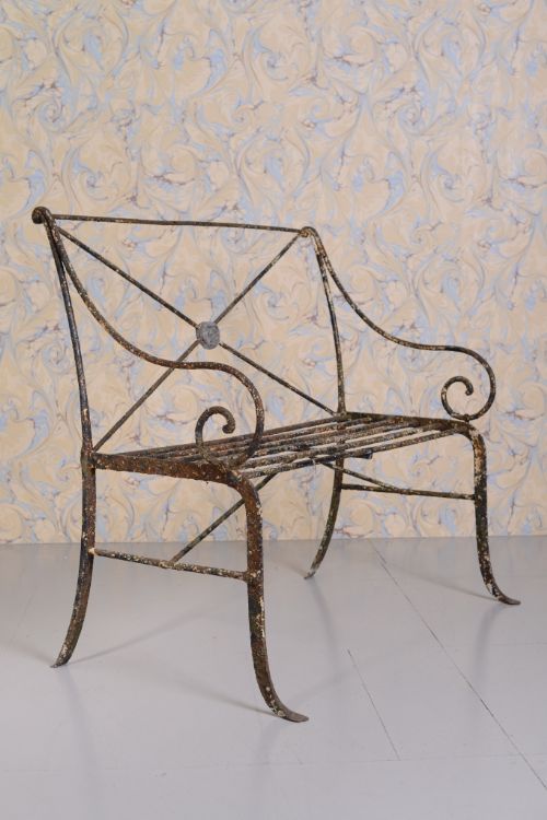 fig 1. Regency Antique Wrought Iron Garden Seat.