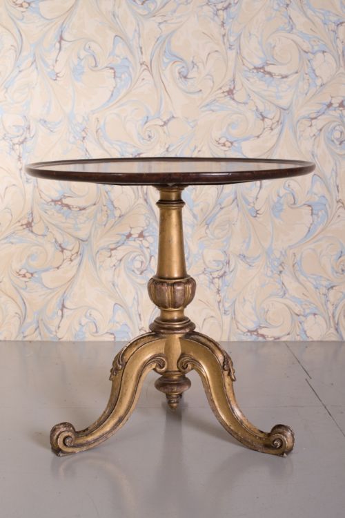 19th Century Antique Mahogany & Gilt Drinks Table.