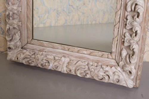 fig 1. Beautiful English Antique Carved Pine Mirror.
