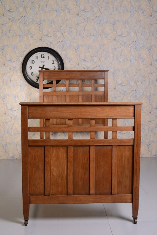 fig 1. Antique Oak Single Bed by Warings