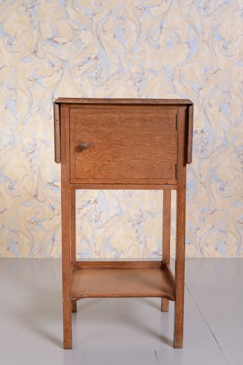 fig 1. 1920's Heals Oak Bedside Table