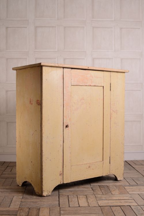 Georgian Antique Pine Cupboard in Original Cream Paint.