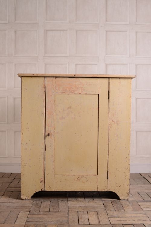 fig 1. Georgian Antique Pine Cupboard in Original Cream Paint.