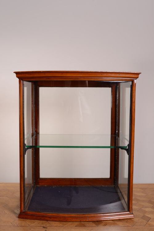 Antique Bow Fronted Mahogany Shop Display Cabinet