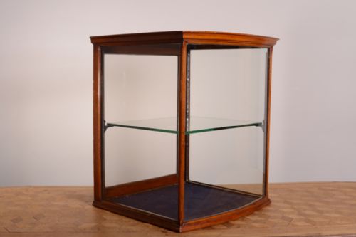 fig 1. Antique Bow Fronted Mahogany Shop Display Cabinet