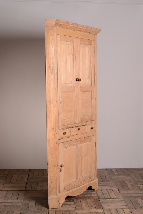 fig 1. Georgian Antique Pine Floor Standing Corner Cupboard.