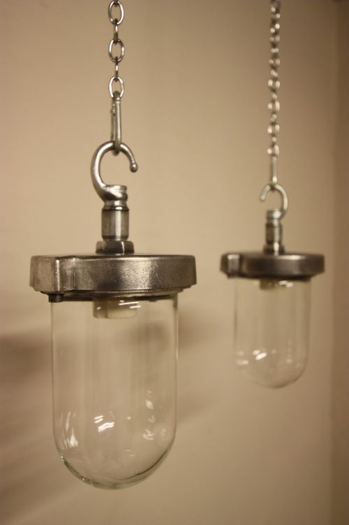 1940'S Industrial Aluminium Light Fittings
