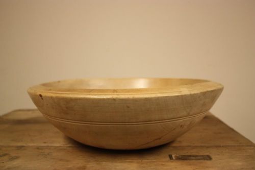 Large English Antique Sycamore Dairy Bowl
