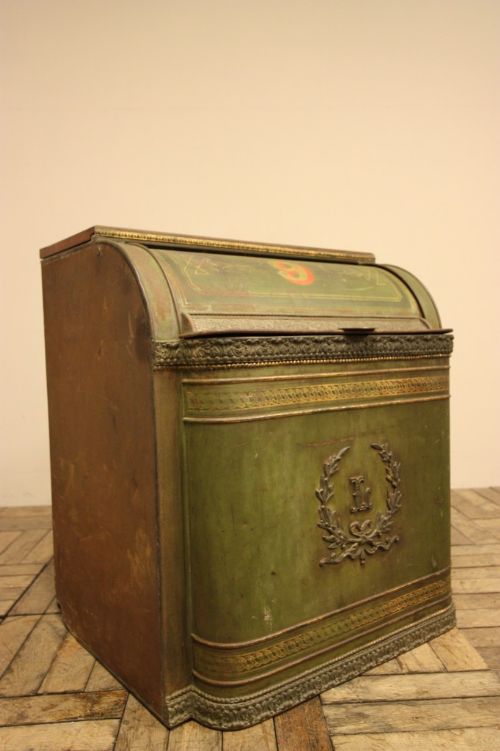 Fabulous Antique Tin Coffee Bin in Original Paint