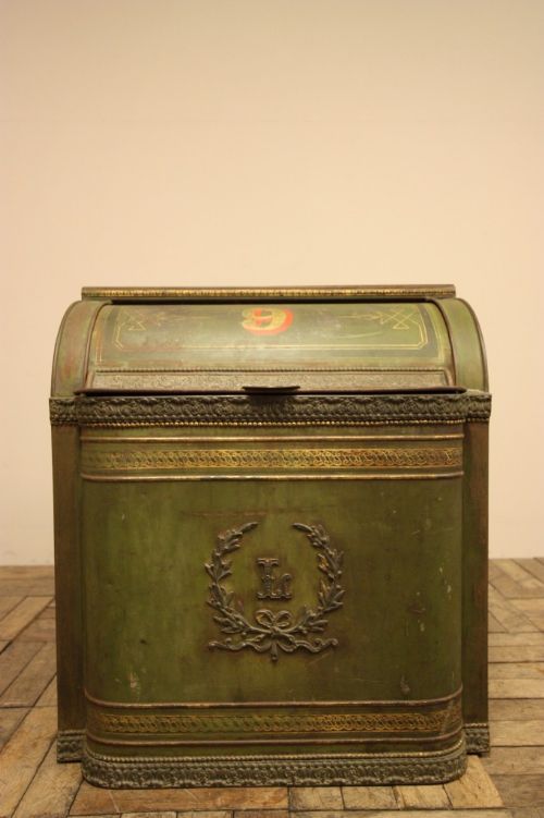 fig 1. Fabulous Antique Tin Coffee Bin in Original Paint