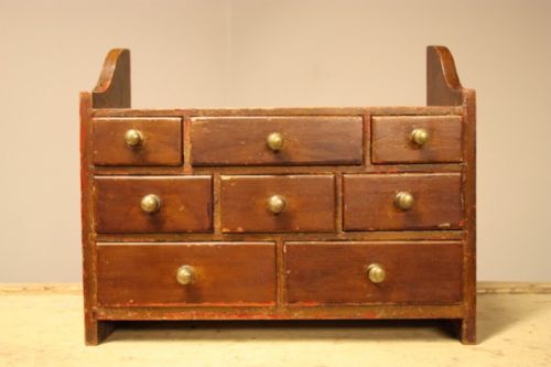 fig 1. Original Small Bank of Antique Pine Drawers