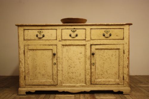 English Georgian Antique Pine Dresser Base in Paint