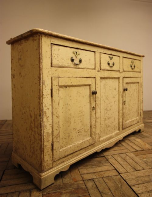 fig 1. English Georgian Antique Pine Dresser Base in Paint