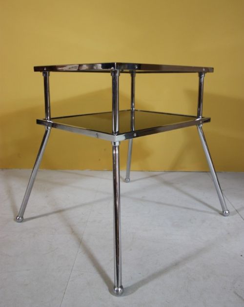 Stylish 1920'S Chrome & Glass Side Table