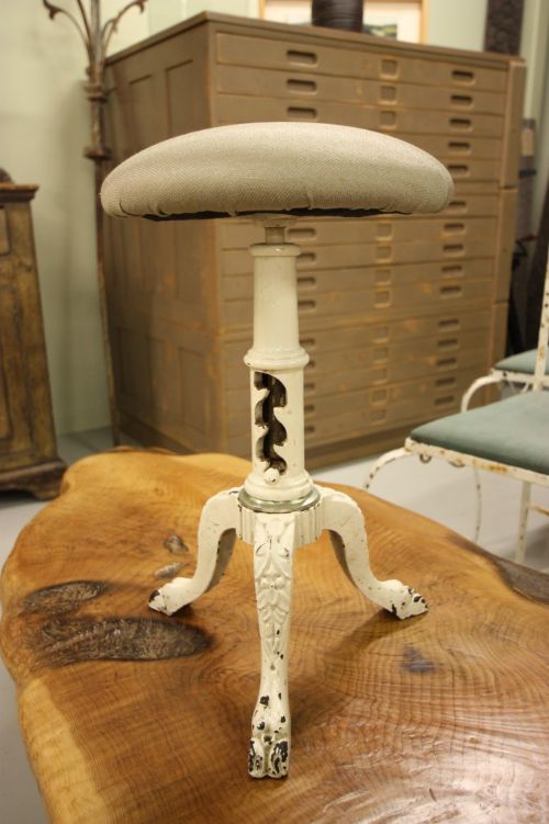 English Antique Cast Iron Piano Stool