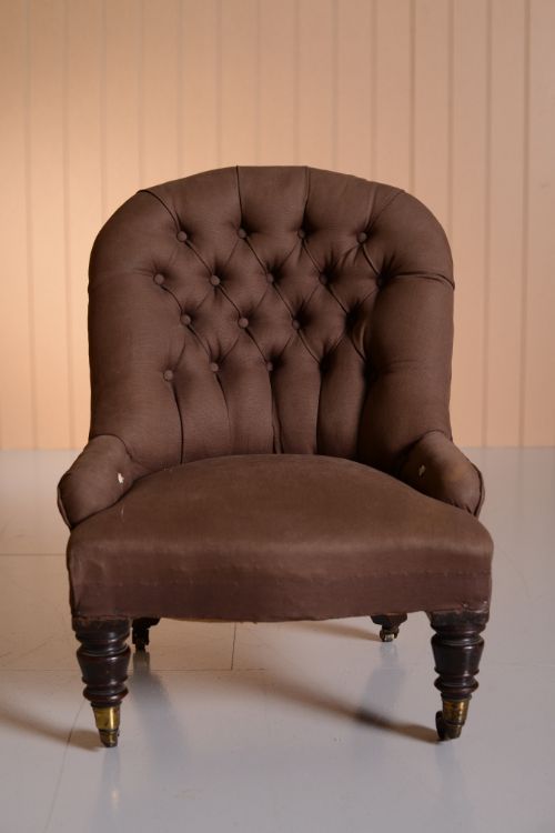 Petite 19th Century Antique Upholstered Chair