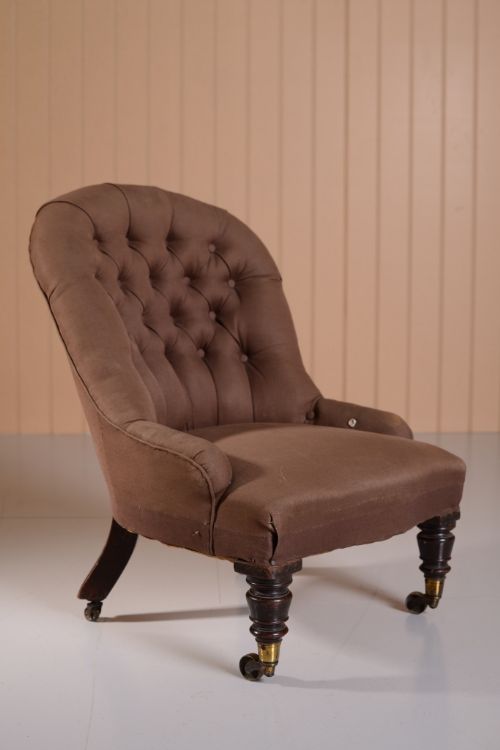fig 1. Petite 19th Century Antique Upholstered Chair