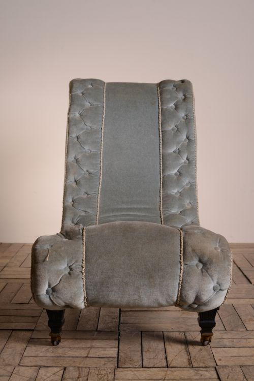 fig 1. Shapely English Antique Upholstered Side Chair
