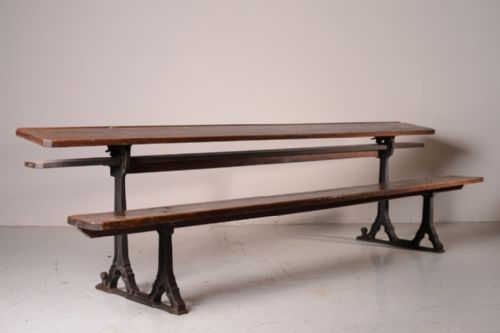 19th Century Antique Iron & Pine Table & Bench (5).