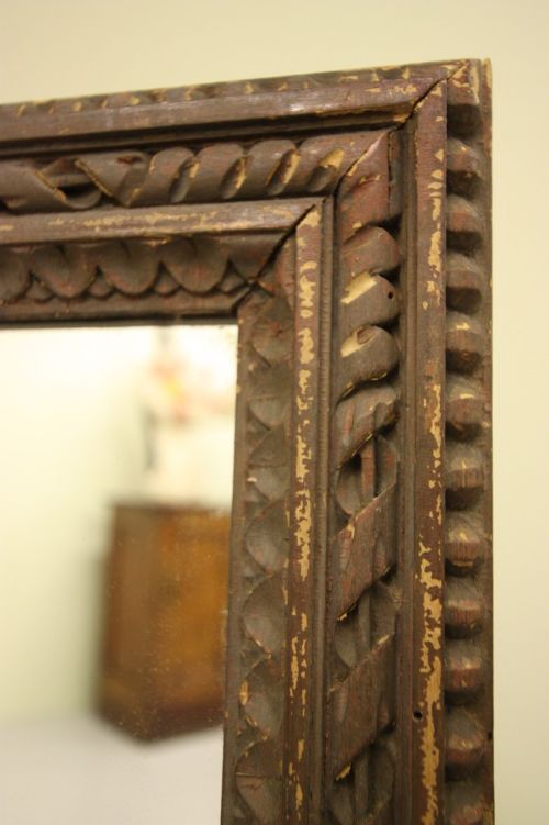 Unusual 19th Century Pine Antique Mirror