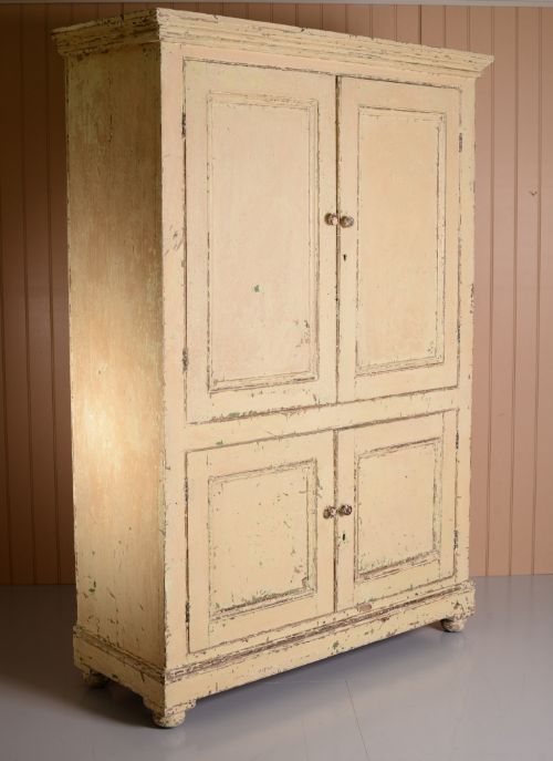 Antique Painted Pine Four Door Cupboard