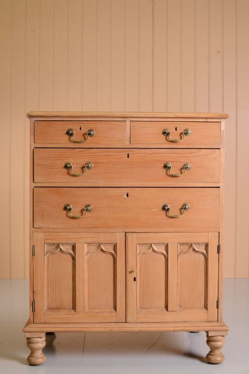 fig 1. Beautiful Regency Antique Pine Tall Boy Chest