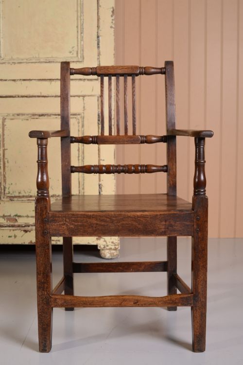 fig 1. Welsh Antique Oak Carver Dining or Desk Chair