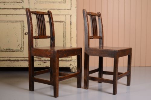 fig 1. Pair of Welsh Antique Oak Kitchen Dining Chairs