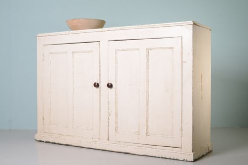 English Antique Pine Cupboard in Original Paint