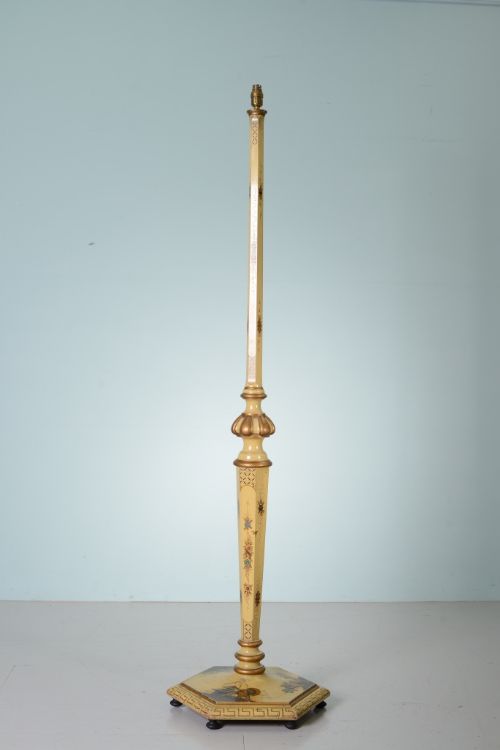 English Antique Chinoiserie Decorated Standard Lamp