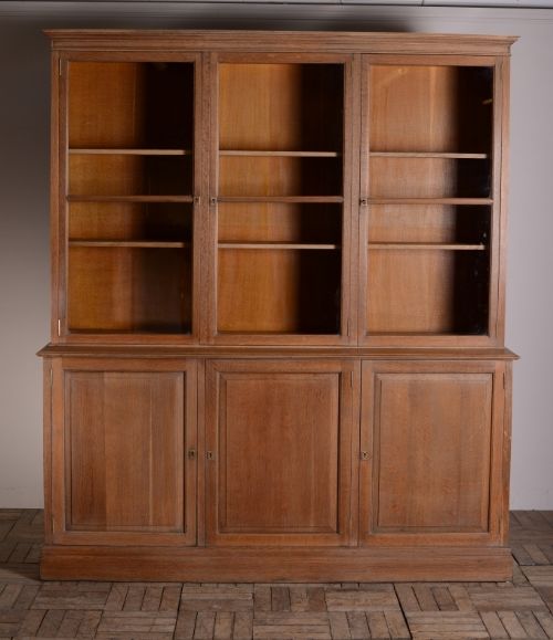 English Antique Oak Six Door Bookcase