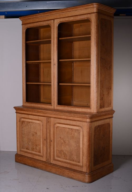 fig 1. Superb Quality Antique Burr Oak Bookcase