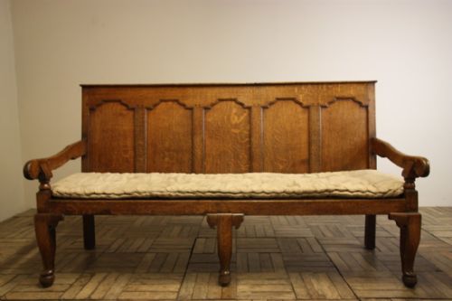 English Georgian Antique Oak Settle on Cabriole Legs