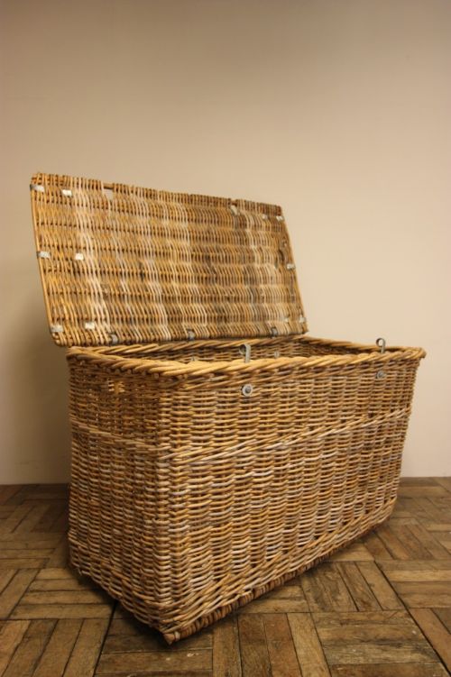 Large Antique Willow Laundry Basket