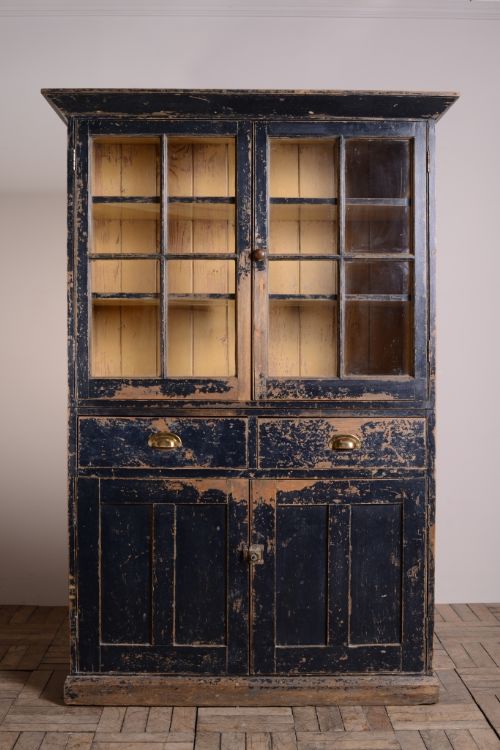 Antique Housekeeping Cupboard in Wonderful Paint.