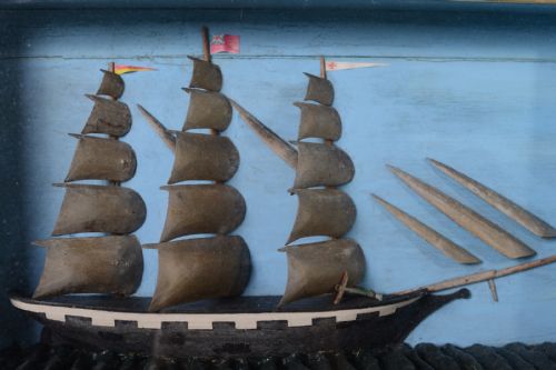 fig 1. 19th Century Ship Diorama in Glazed Display.