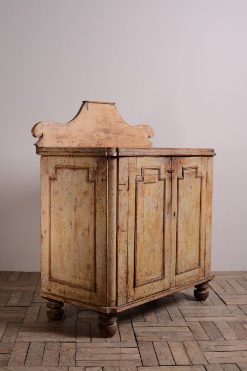 Regency Antique Pine Cupboard in Original Paint.