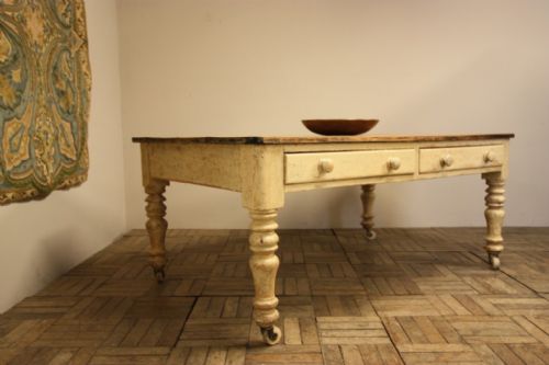 Country Antique Painted Pine Kitchen Dining Table