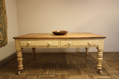 fig 1. Country Antique Painted Pine Kitchen Dining Table