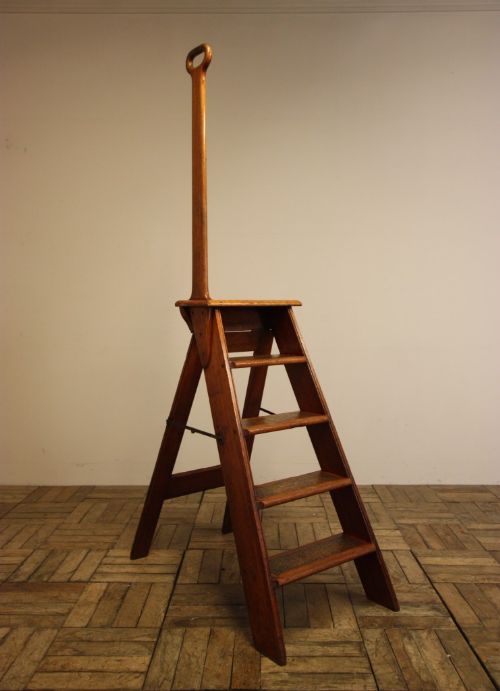 fig 1. Set of English Antique Mahogany Library Steps.