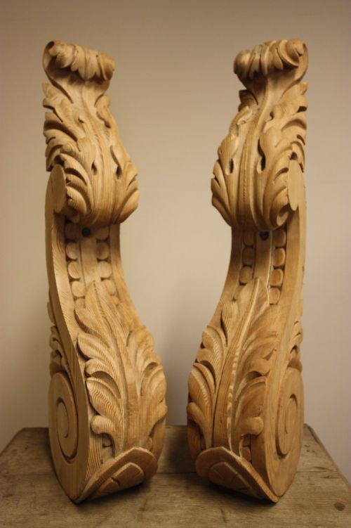 Pair of English Antique Pine Corbels