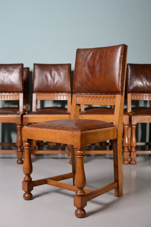 Set of Ten Antique Oak Chairs by Christopher Pratt