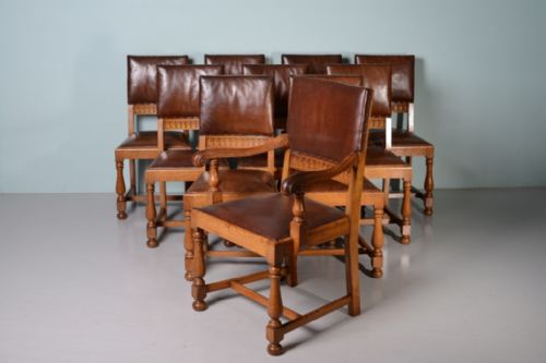 fig 1. Set of Ten Antique Oak Chairs by Christopher Pratt