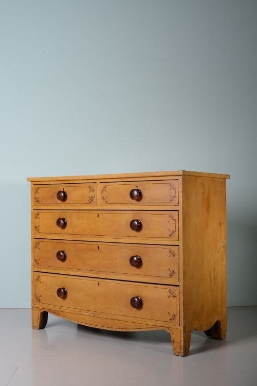 fig 1. Georgian Antique Painted Pine Chest of Drawers
