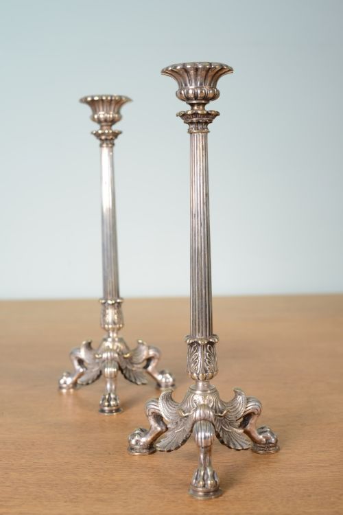 Pair Superb Quality Silver Plated Antique Candlesticks