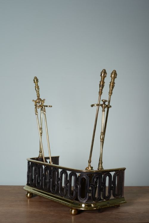 English 19th Century Antique Fire Fender & Companion Set