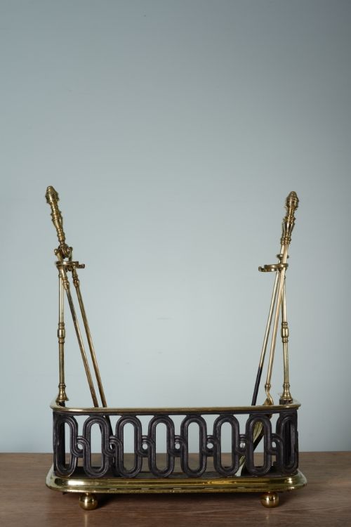 fig 1. English 19th Century Antique Fire Fender & Companion Set