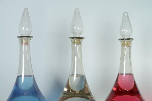 fig 1. Set of Three Antique Glass Pharmacy Carboys