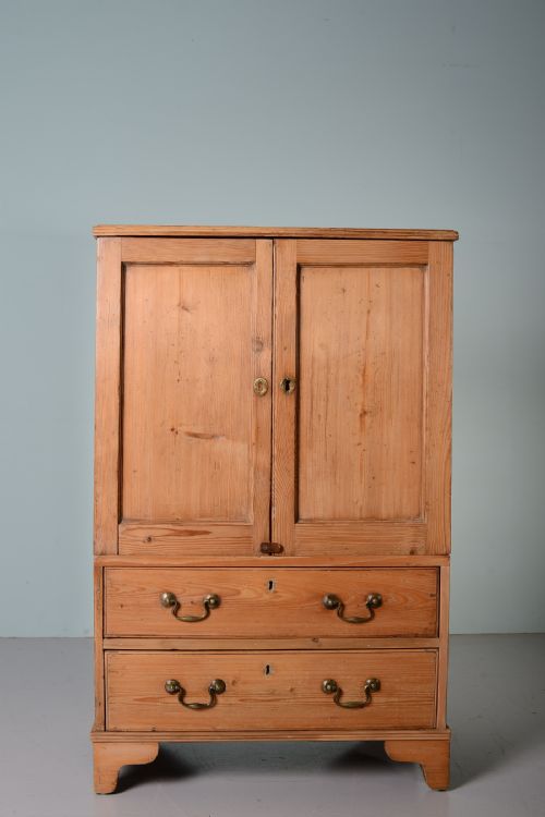 Small English Antique Pine Press Cupboard.